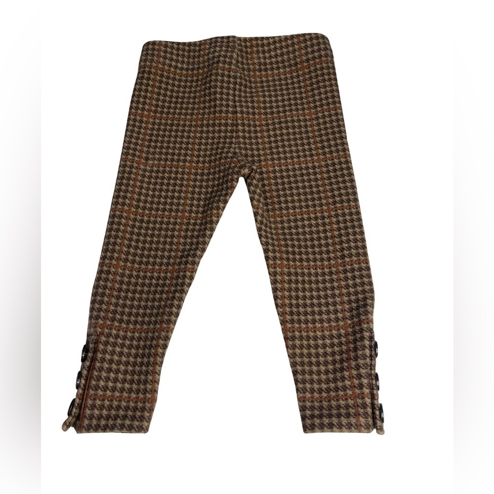 Ralph Lauren Brown Houndstooth Kids buttons at the ankles Leggings. Girls 12 M